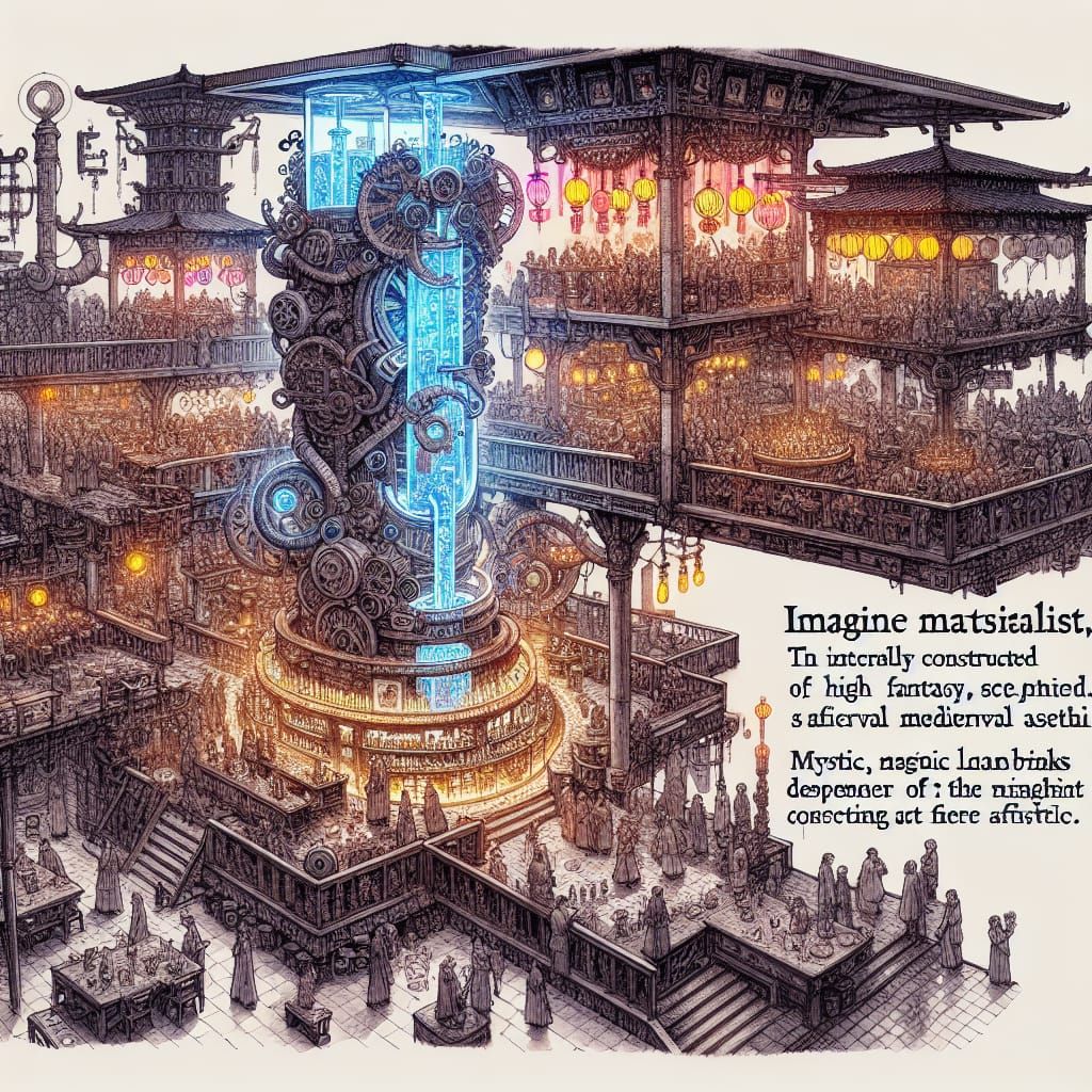 Fantasy Tavern Cutaway with Magical Drink Dispenser