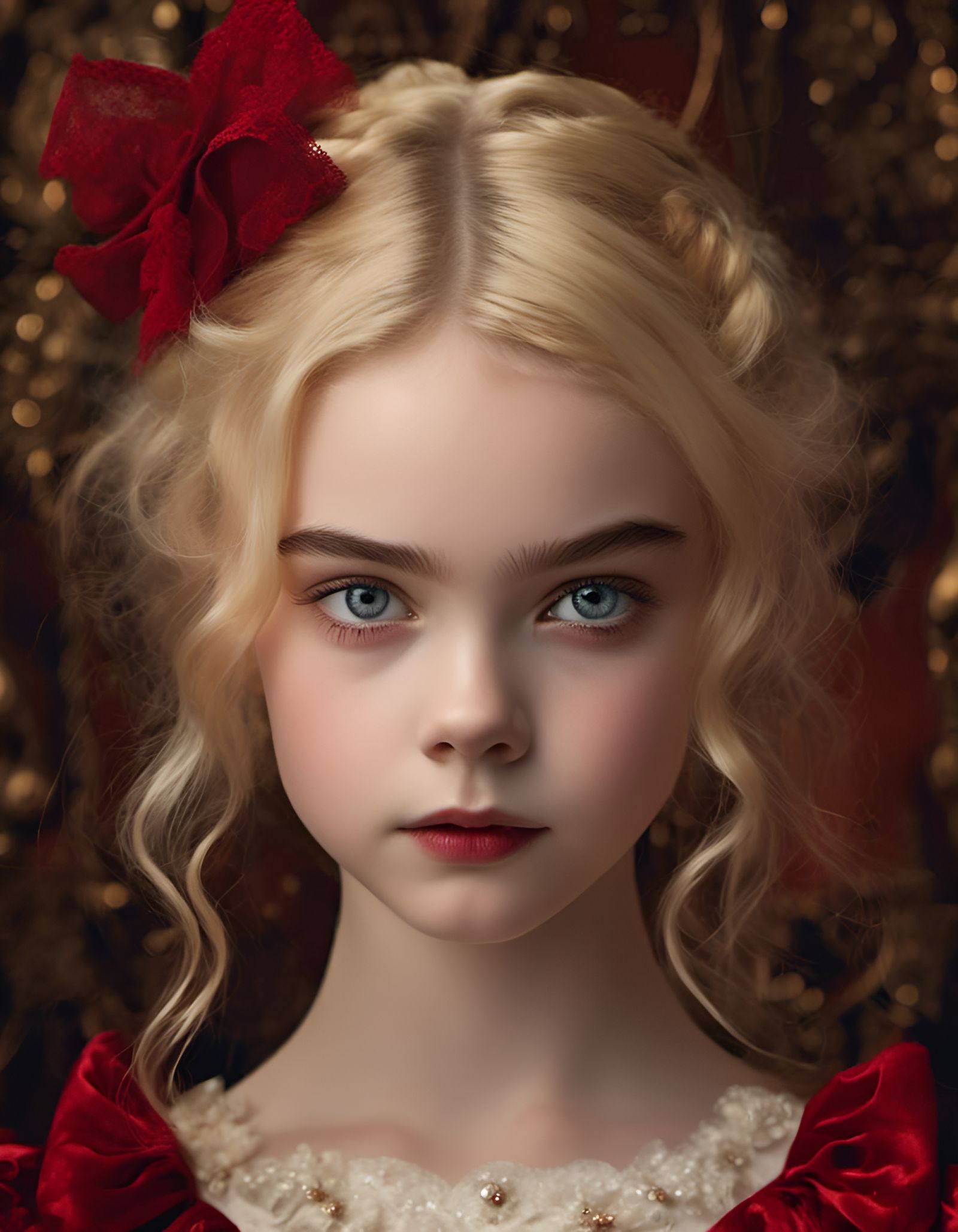 Sinister Victorian Girl with Red Bow