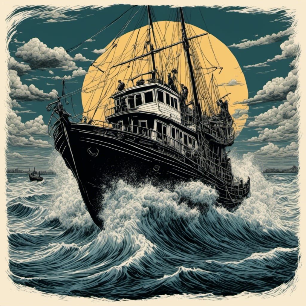 Kraken Attacks Boat with Tentacles