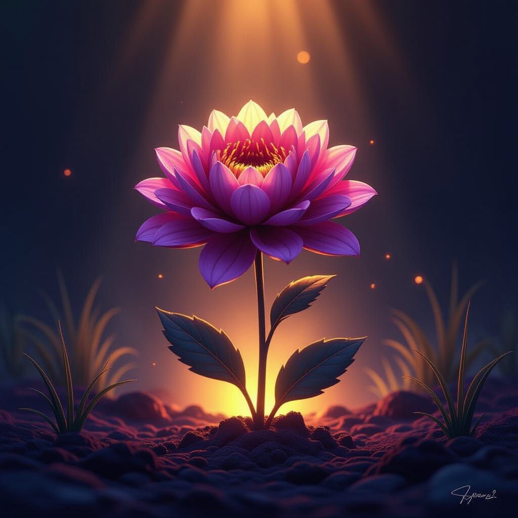 Resilient Flower in Dramatic Dark Fantasy Art