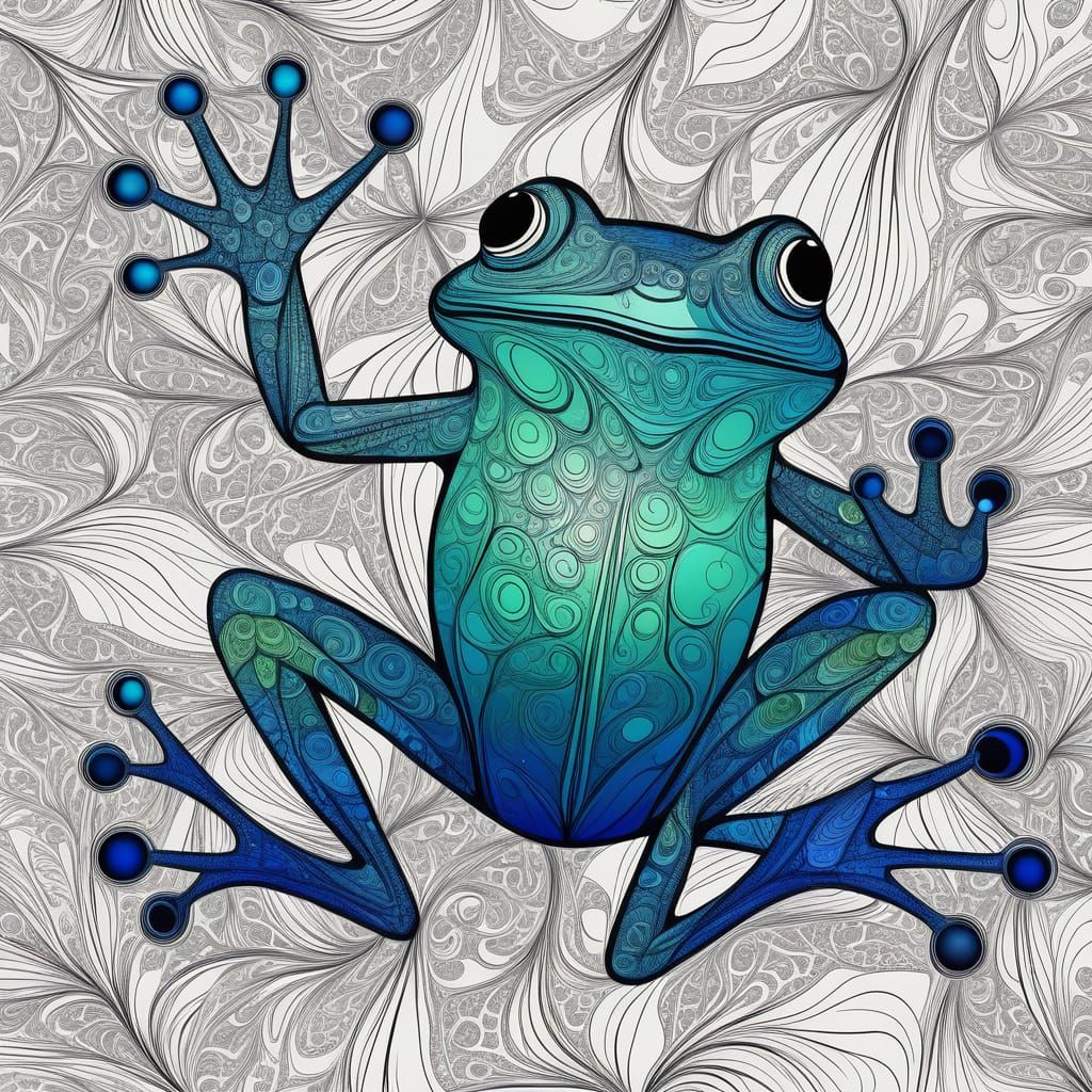 Willow Frogs Roam Planet in Abstract Fractal Style