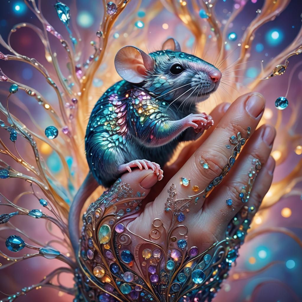 Surreal Macro: Tiny Mouse in Giant Hand