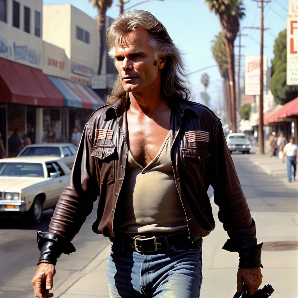 Man with Mullet in Los Angeles: Photorealistic Oil Painting