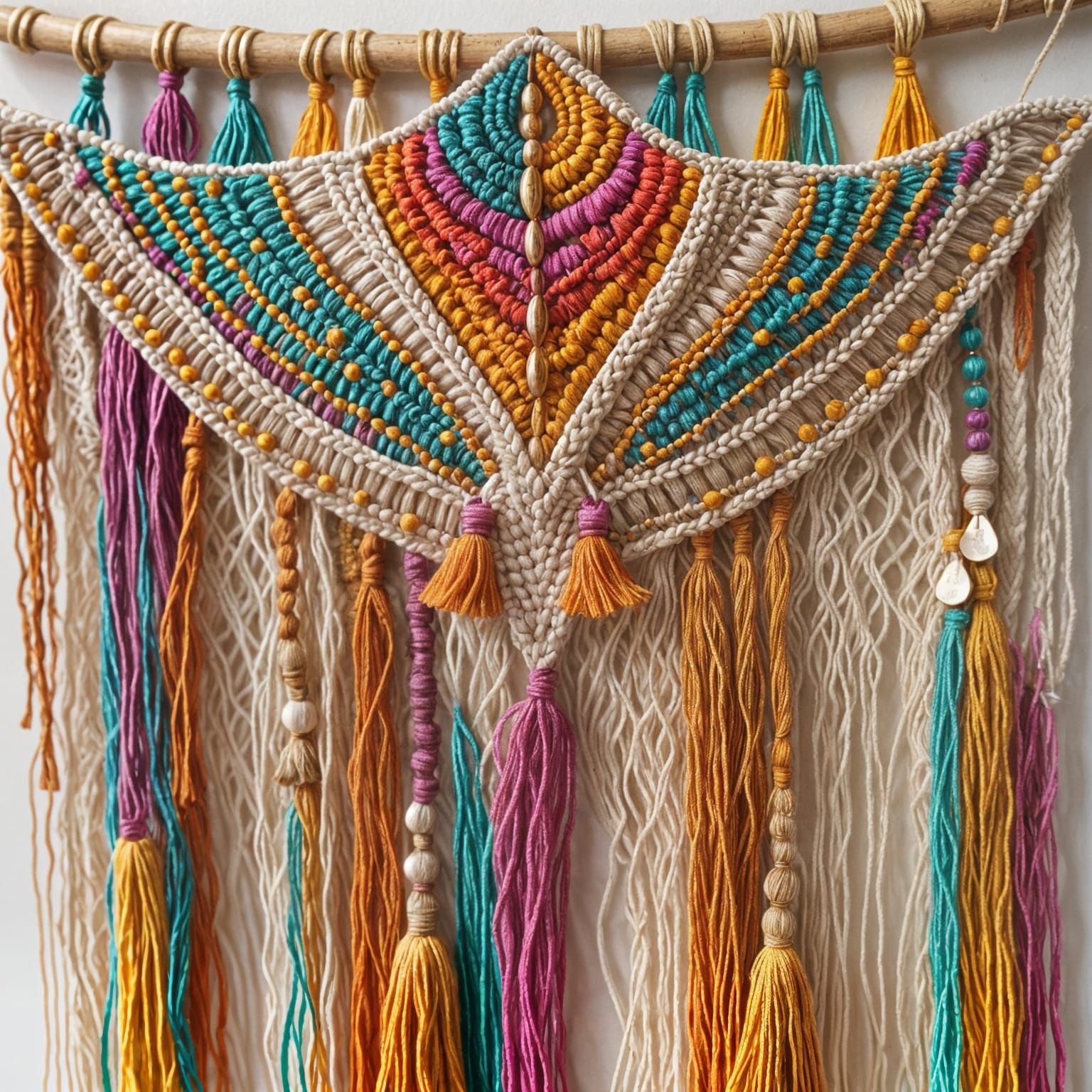 Macrame Stingray with Beaded Tassels