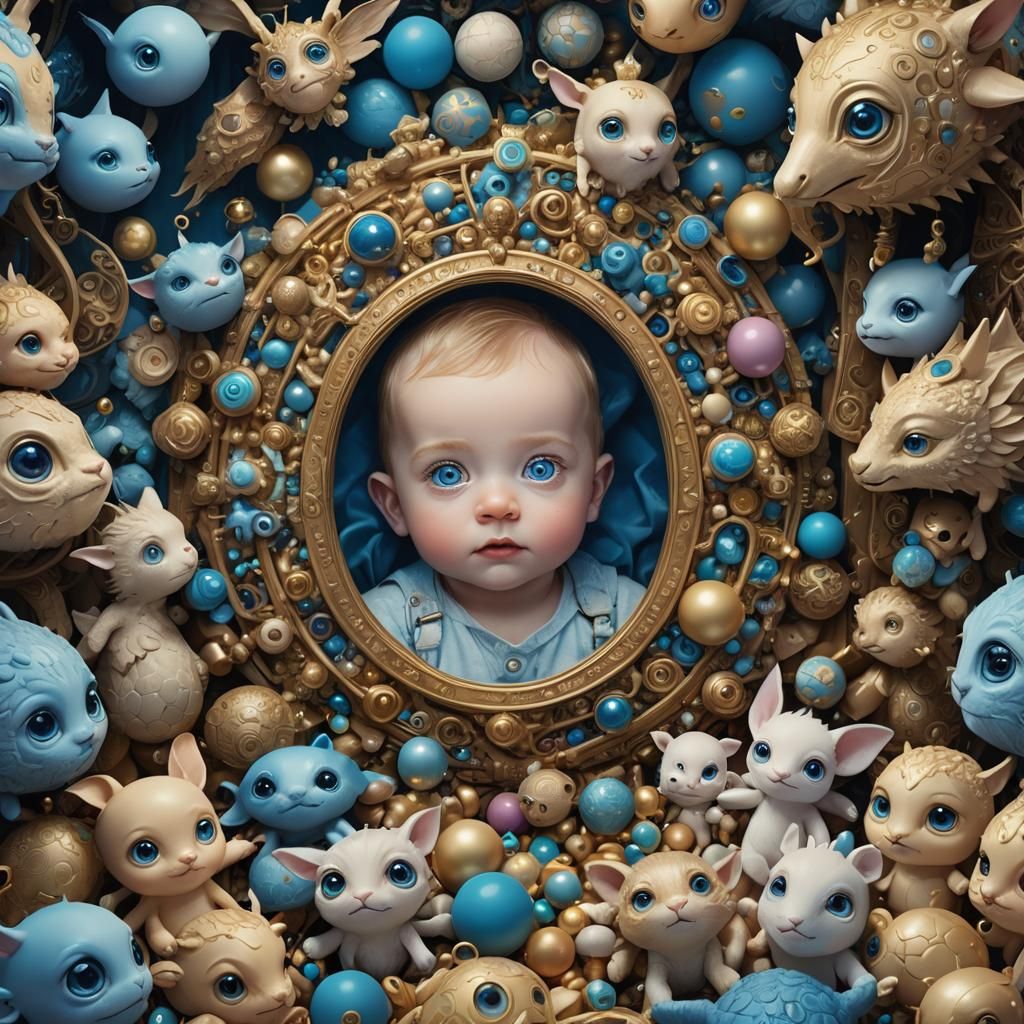 Fantasy Baby Portrait with Mystical Creatures