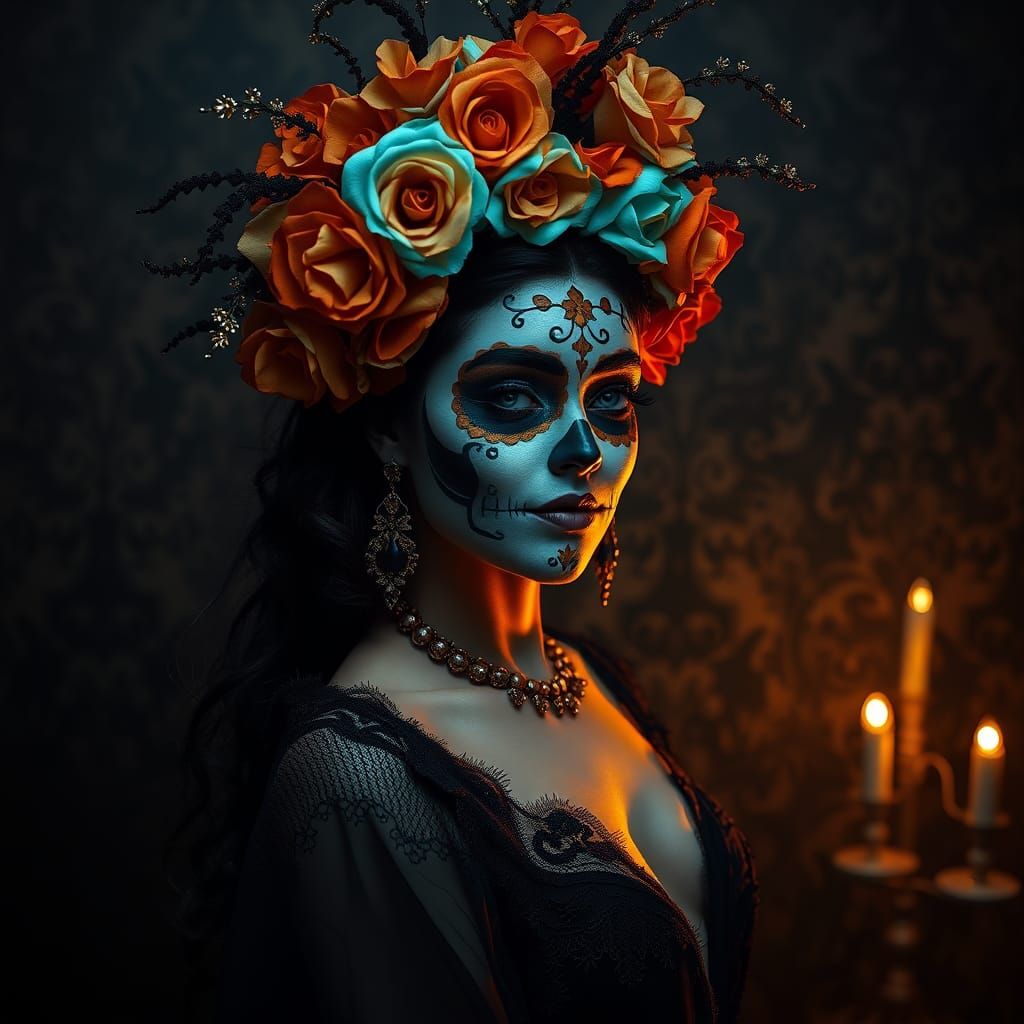 Ornate Catrina Portrait in Moody Fine Art Photography