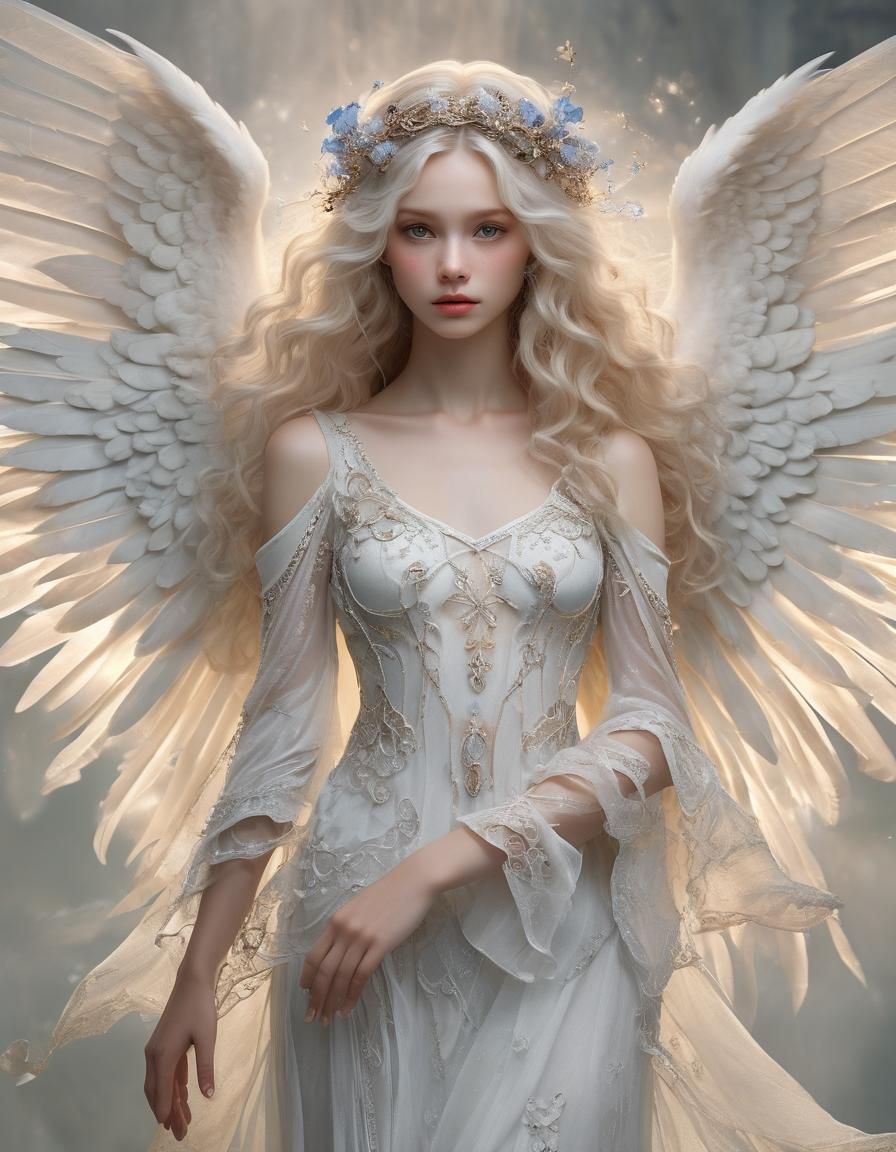 Ethereal Feminine Angel in a Fantasy Realm