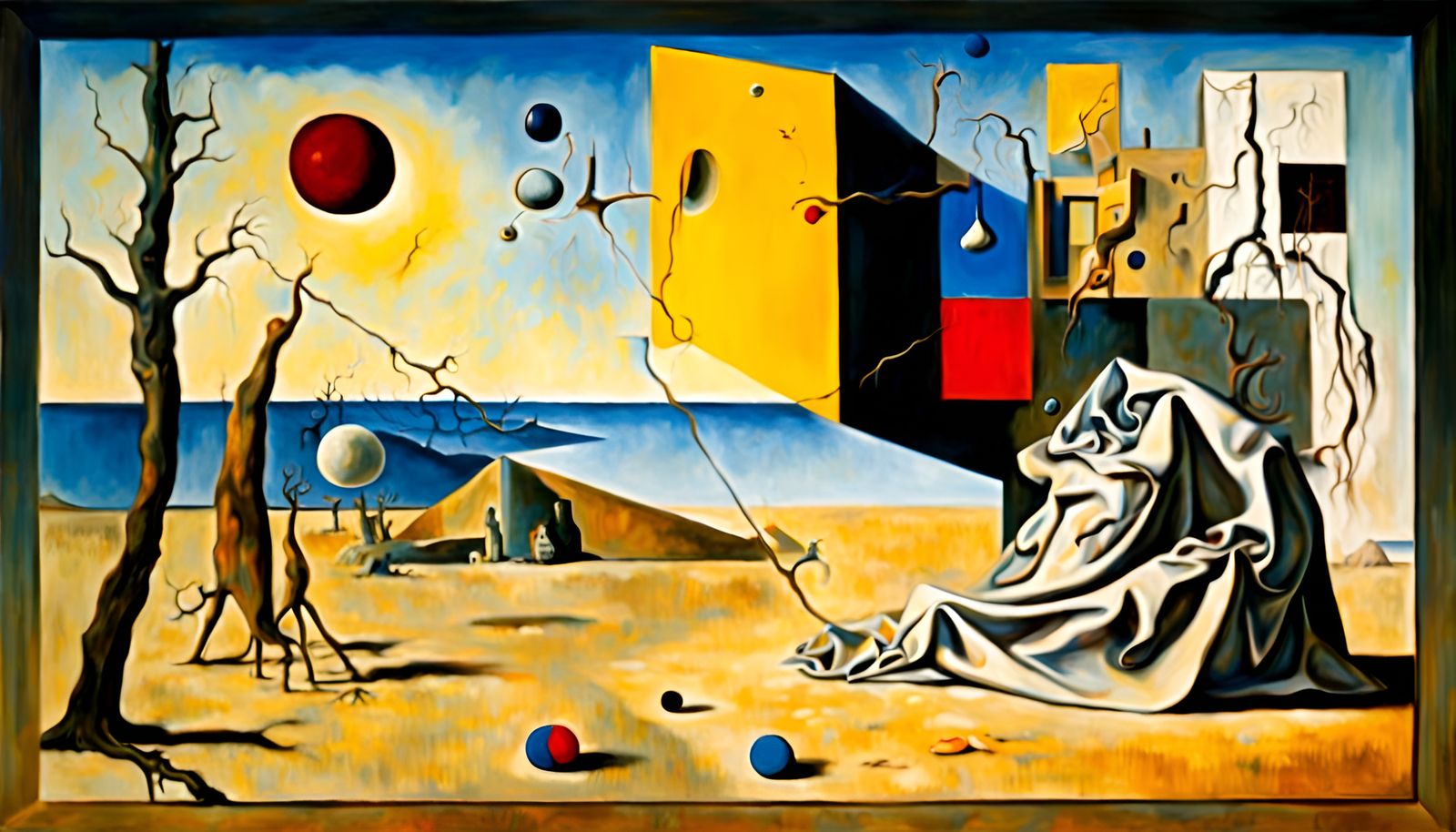 Surrealist Beach Scene in Style of Early Surrealism