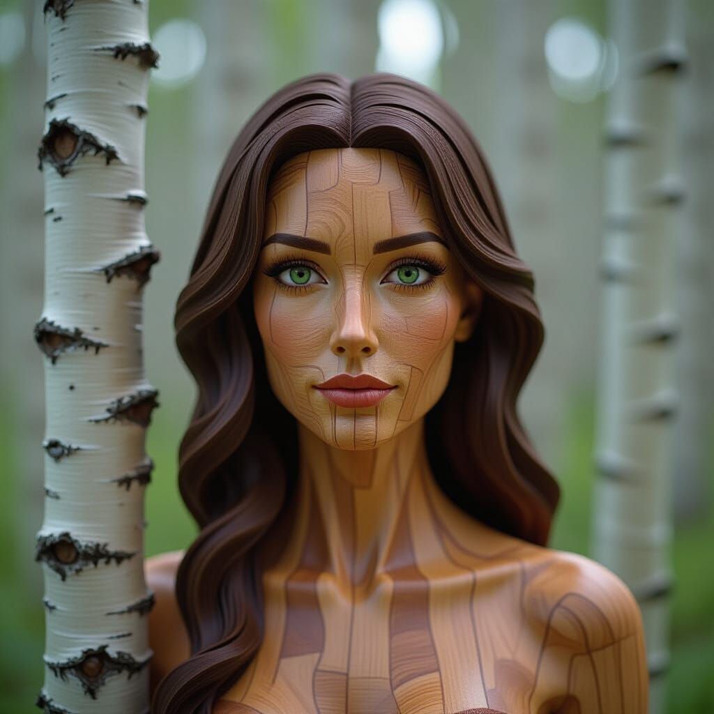 Aspen Woman in Forest: Hyperrealistic Cinematic Scene
