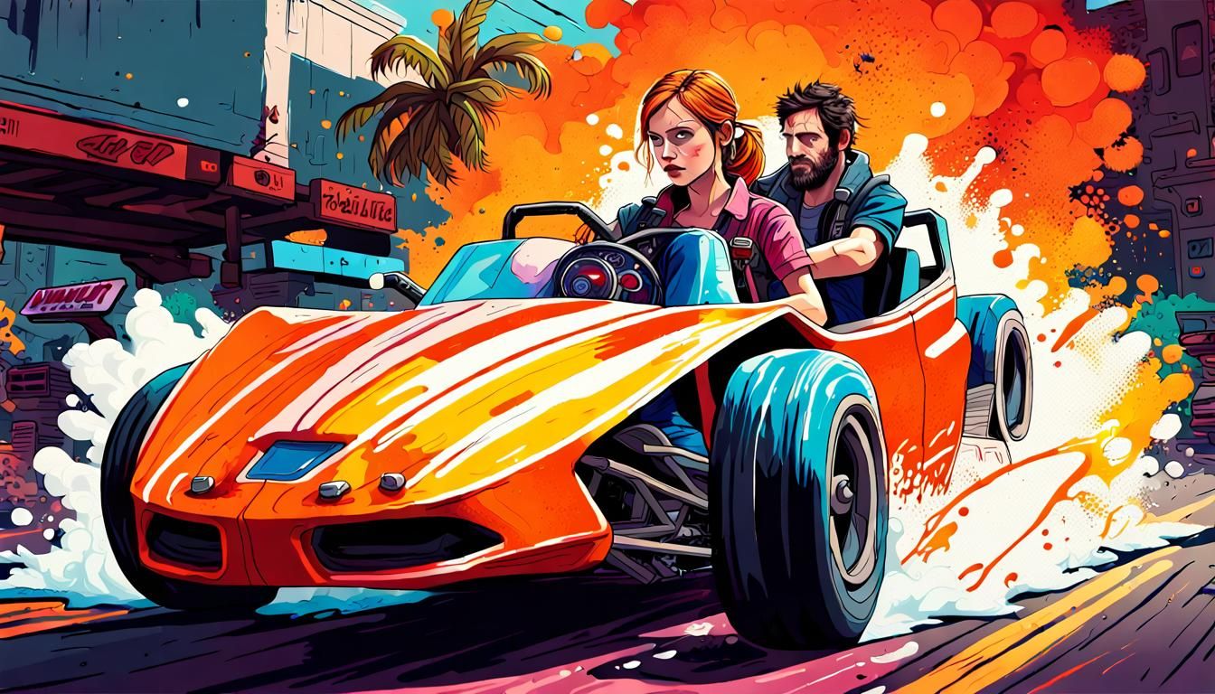 Futuristic Race with Zombie: Graffiti Street Art