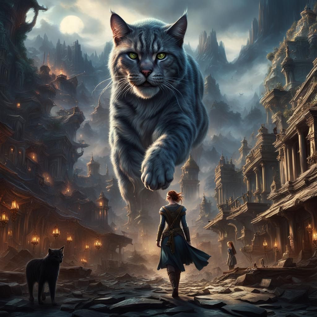 Fantasy Wildcat Girl: Epic Digital Matte Painting