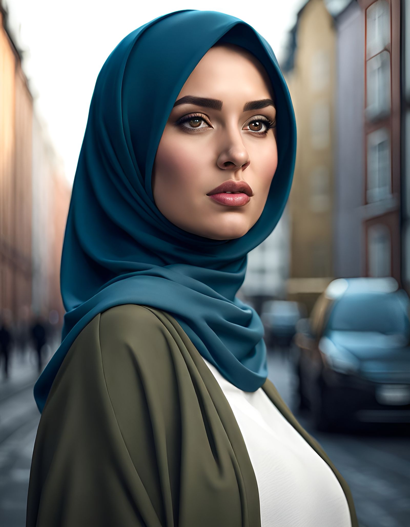 Irish Girl with Hijab in Dublin: Digital Art