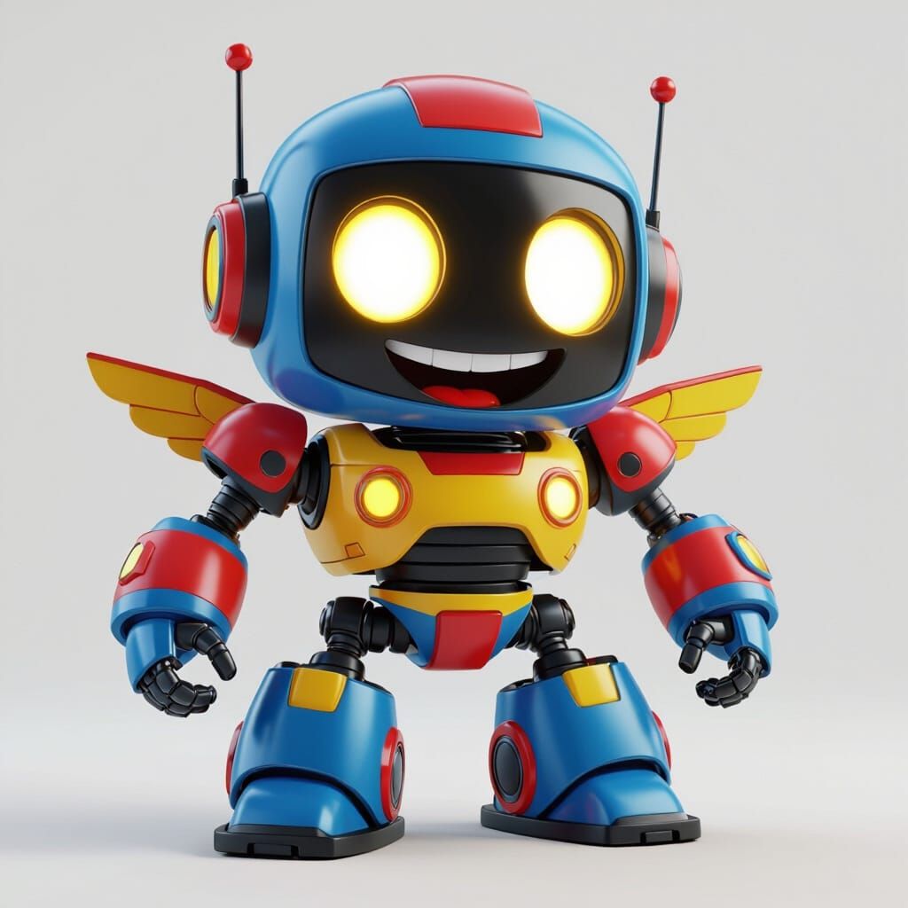 Cute Cartoon Robot Inspired by Transformers in Pixar Style
