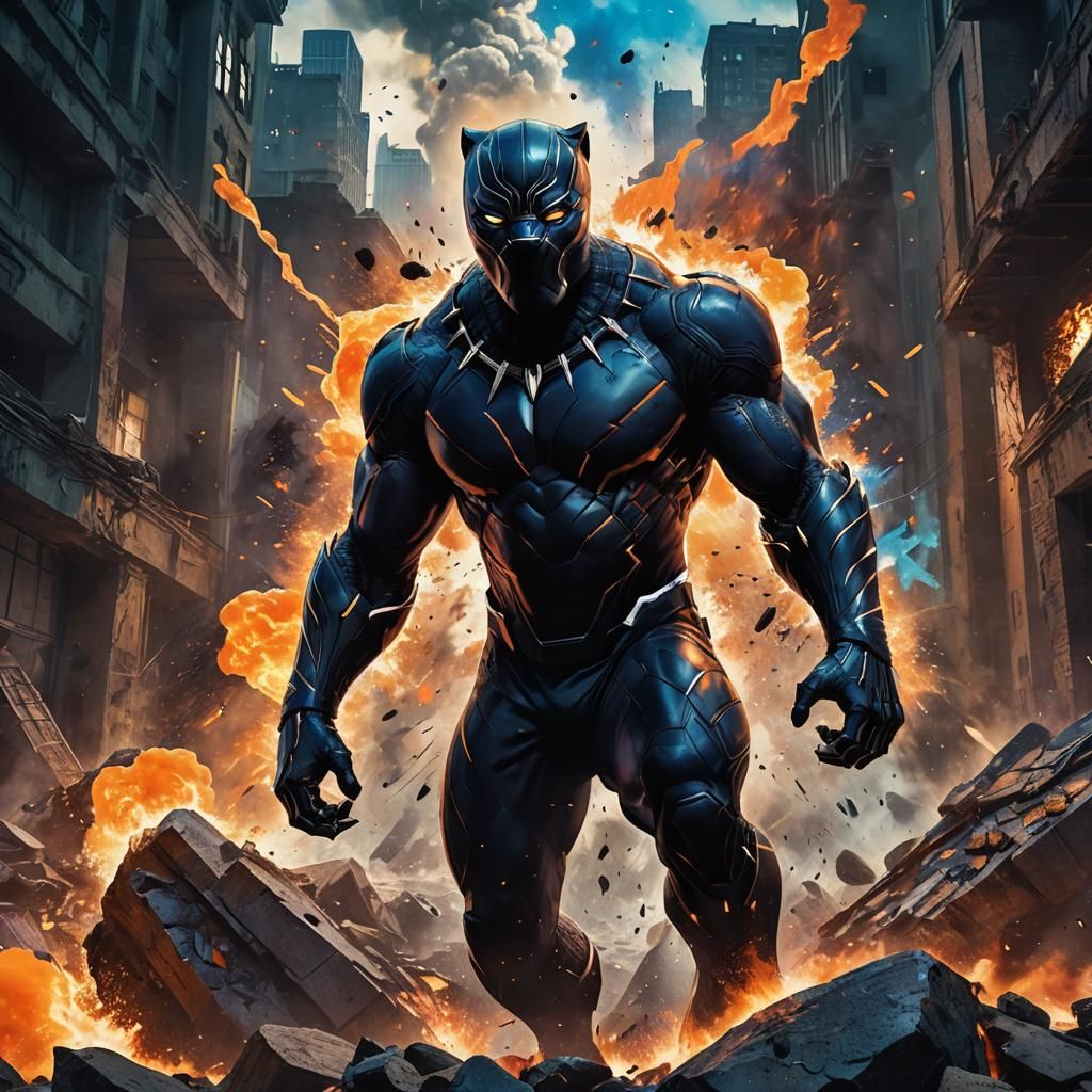 Black Panther in Explosive Fantasy Concept Art