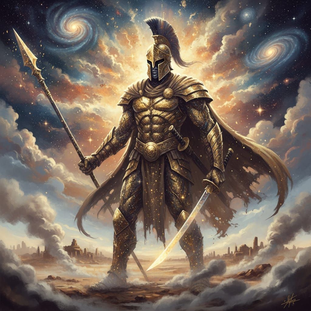 Ominous Spartan Ninja Warrior of Stars and Dust