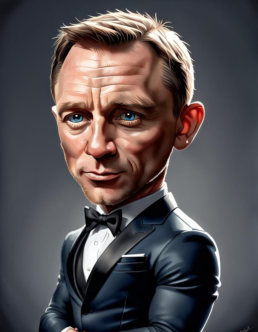 Chibi Portrait of Daniel Craig as James Bond