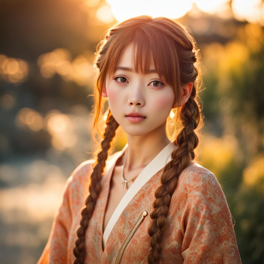 outdoor environment, Japanese idol, highly detailed, symmetr...