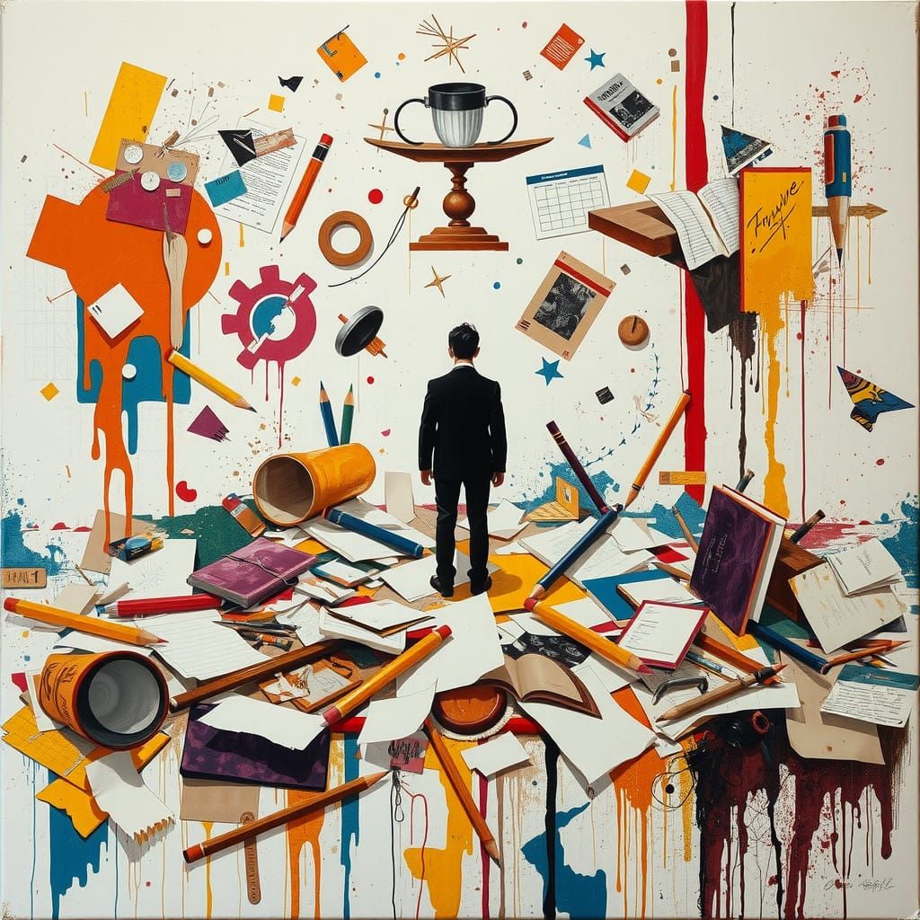 Chaos of a Creative Meltdown in Expressive Brushstrokes