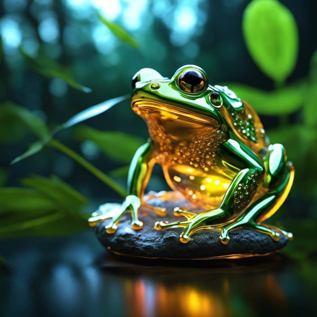 Magic frog glass figurine
