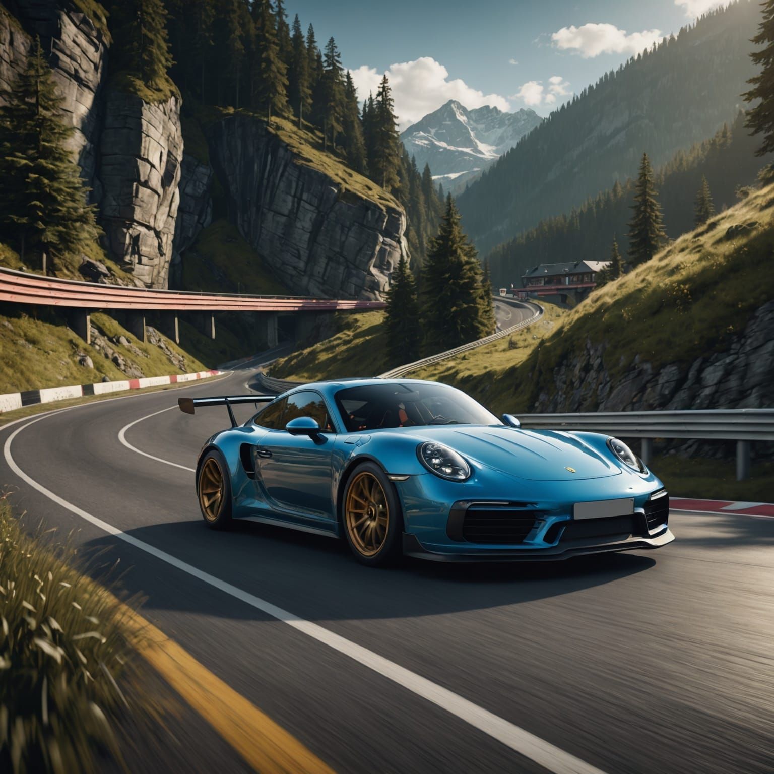 Porsche Race Car with Glowing Brakes on Track