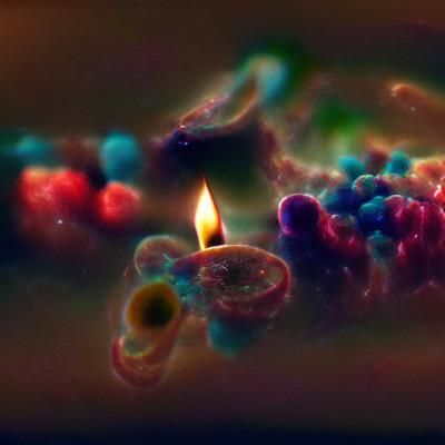 Candle Flame Creates Colorful Universe in Darkness