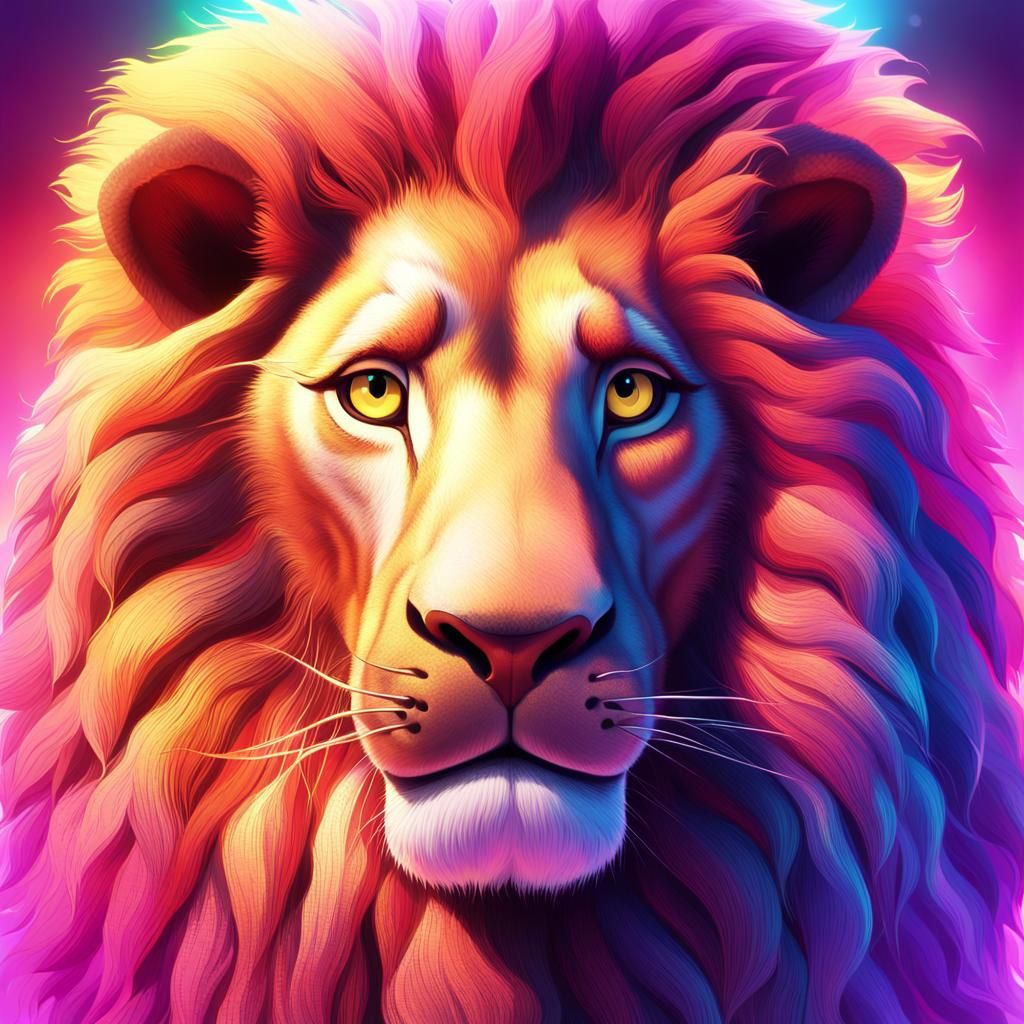 Cartoon Lion with Crown Concept Art