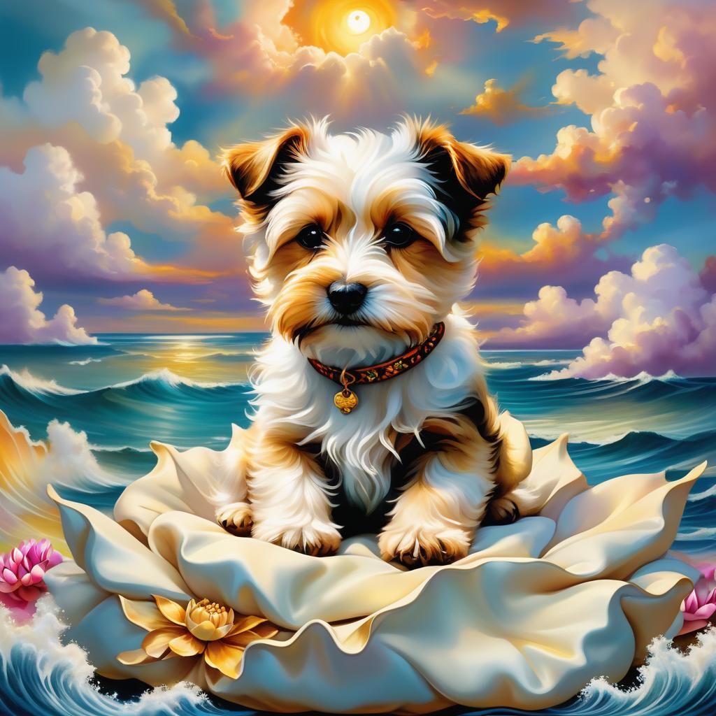 Yorkie Ocean Waves