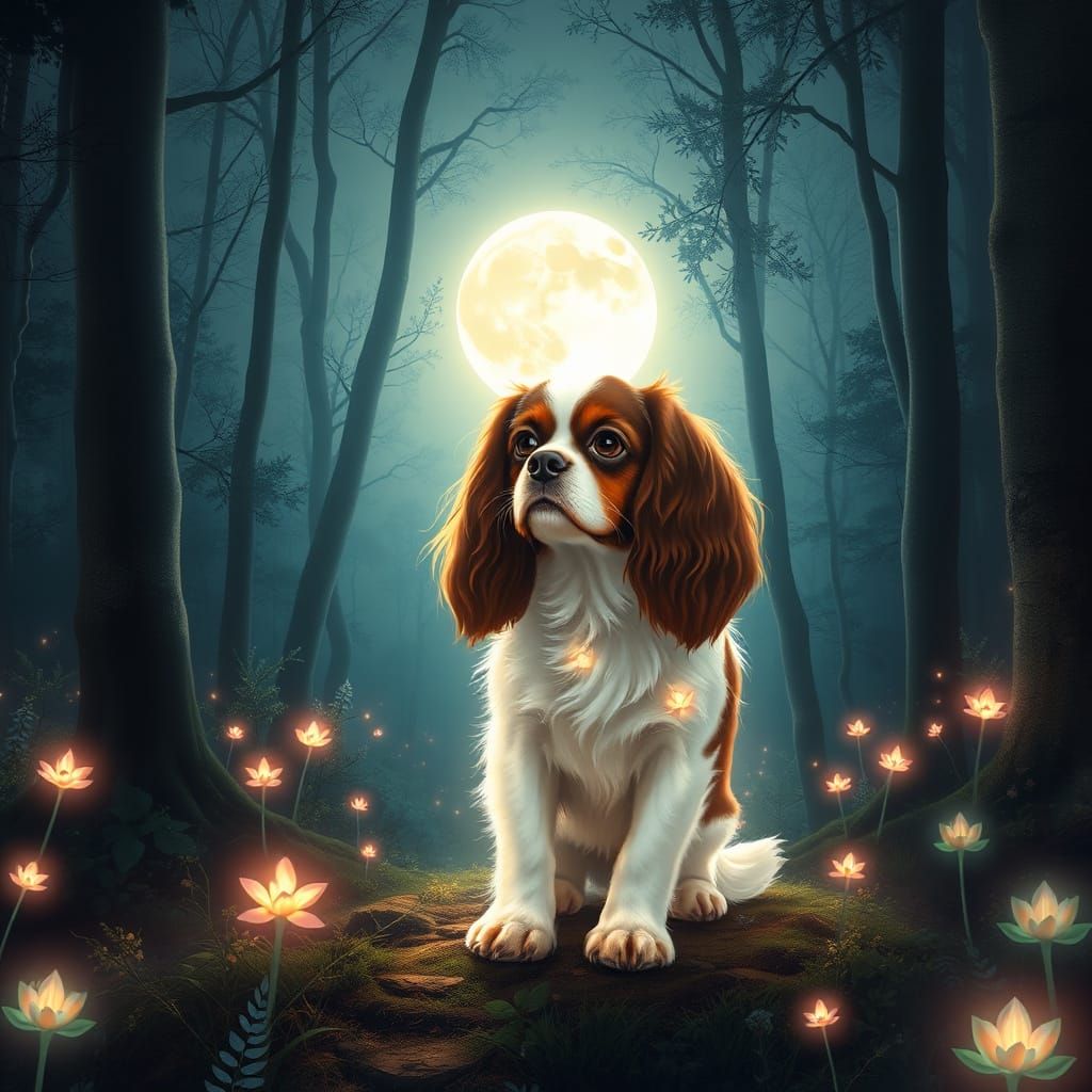 Cavalier King Charles Spaniel Guardian Spirit in Ethereal Mo...