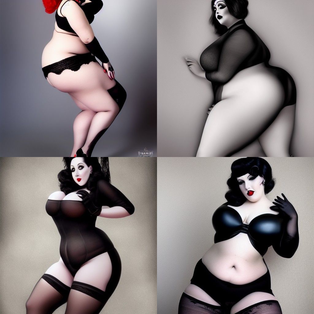 Hyperrealistic Goth Pin-Up Portrait