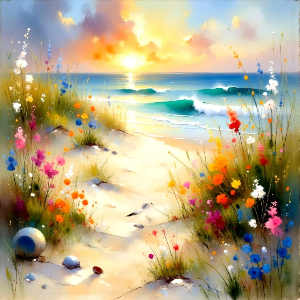 Surreal Beachscape at Sunset