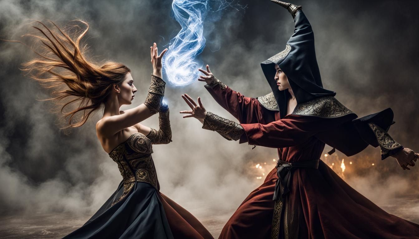 Sorcerer and Sorceress Battle Photo
