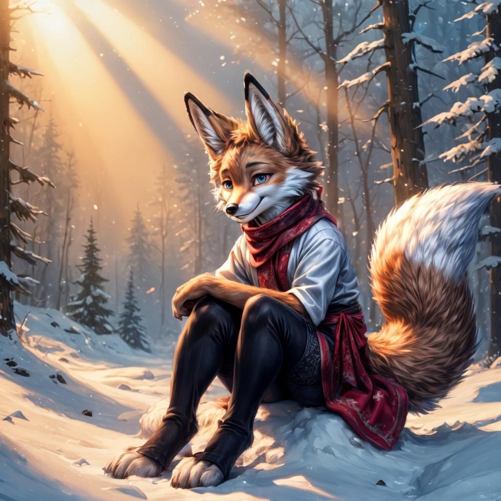 Anime Anthro Fox Portrait in 3D