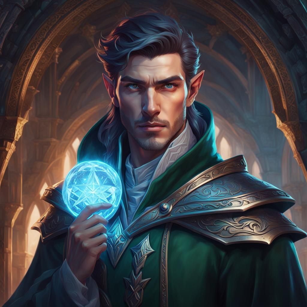 Winter Elf Mage Portrait with Eldritch Magic