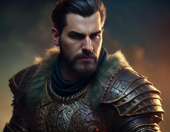 Warrior with Sword in Ancient City