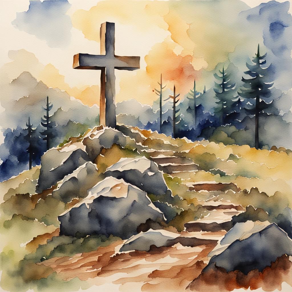 Calvary Cross in Watercolor