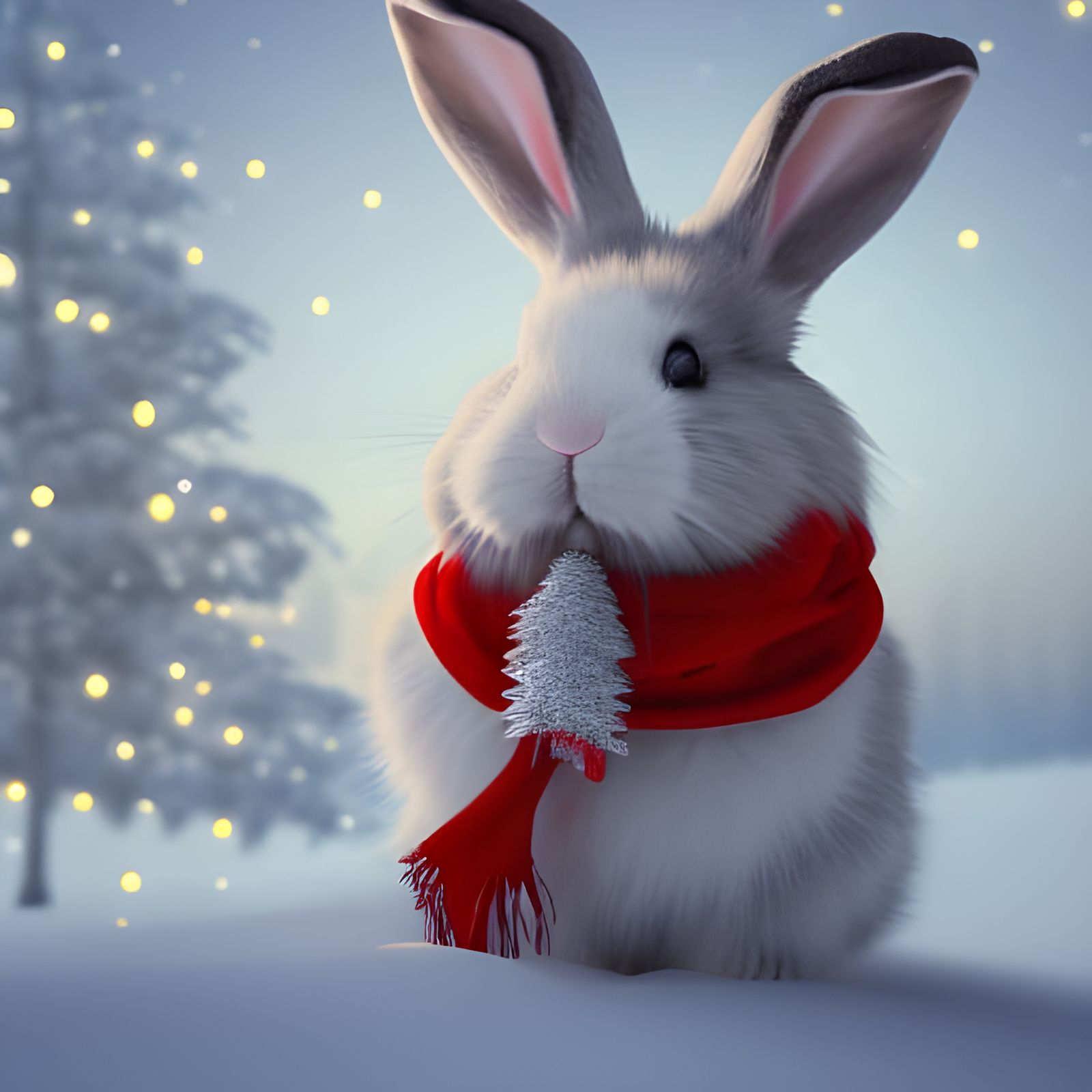 Festive Christmas Bunny with Snowflake