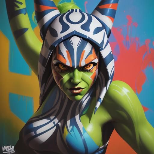 Ahsoka as She-Hulk in Graffiti Street Art