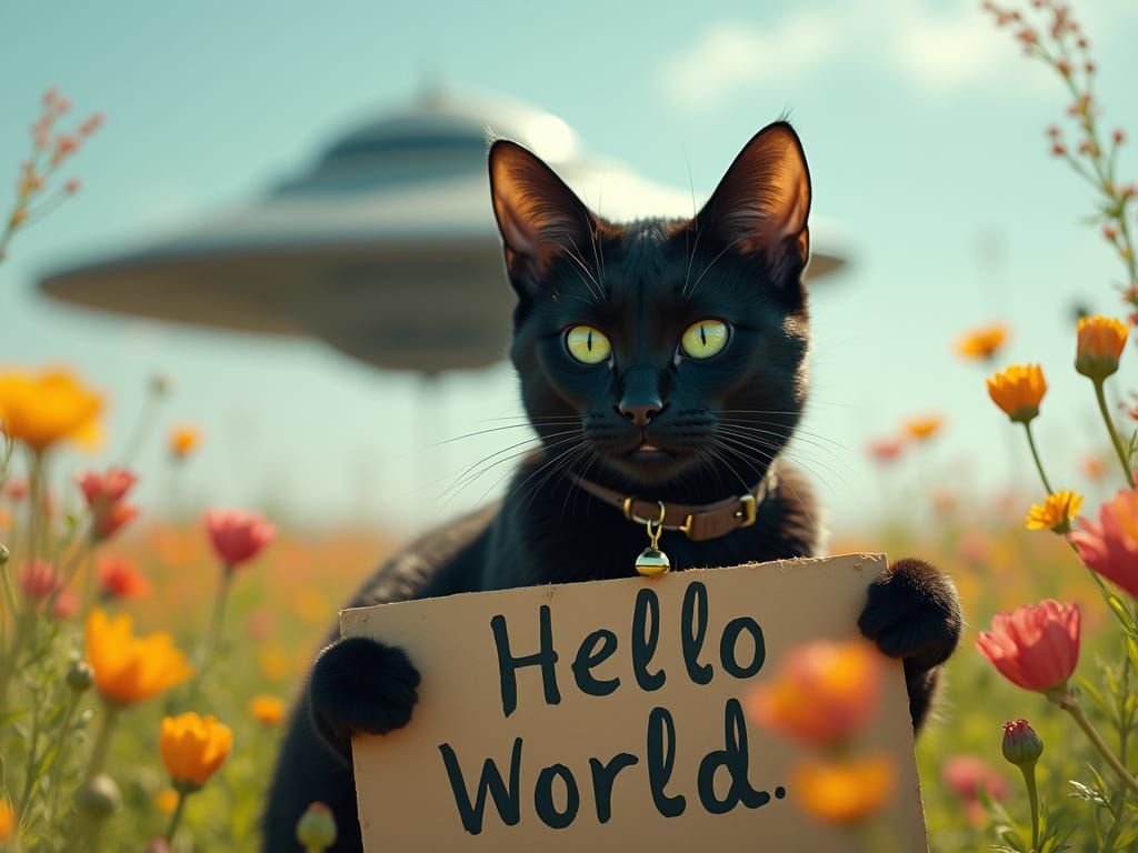 Black Cat Greets the World Under Alien Skies