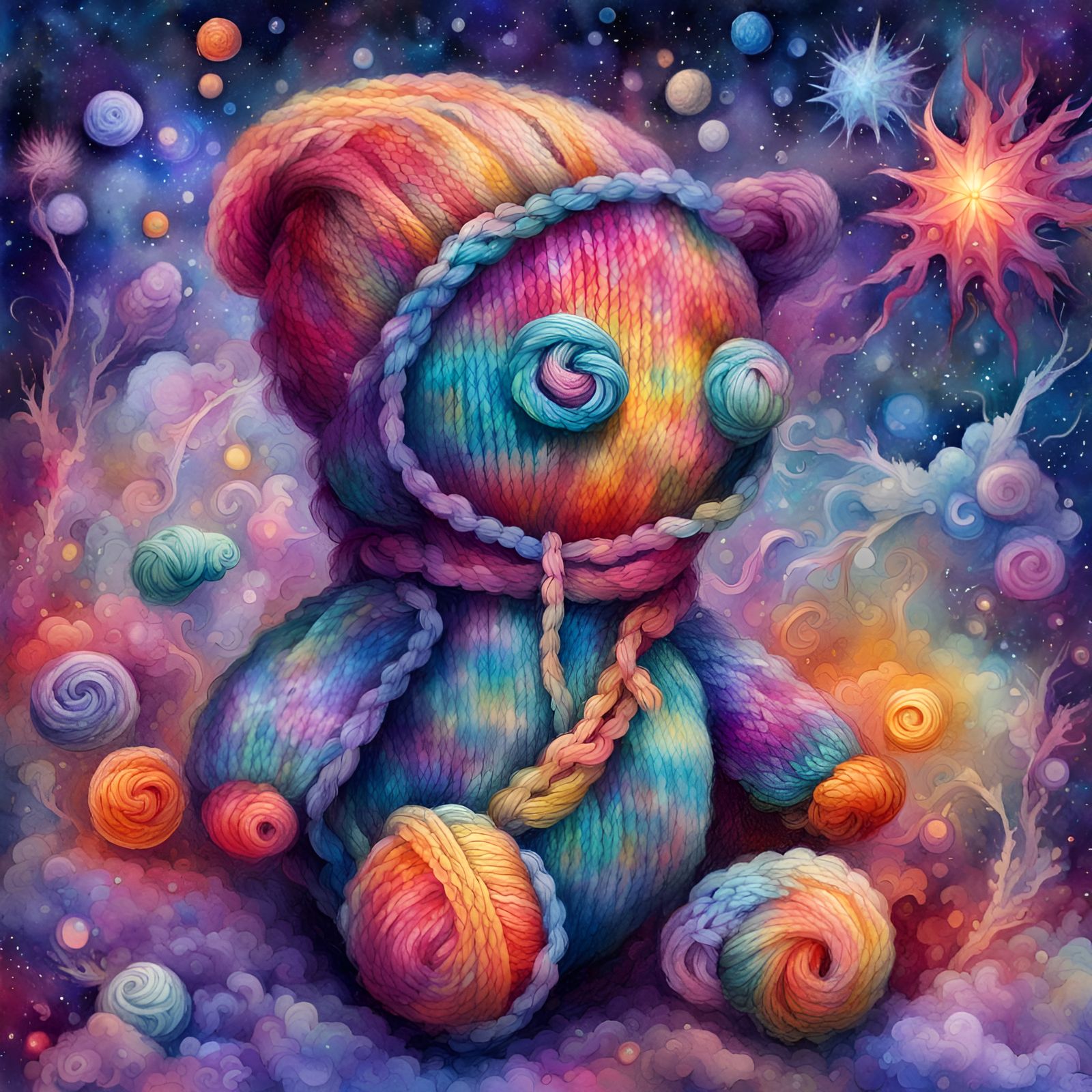 Knitted Graffiti Toys in Watercolor Style