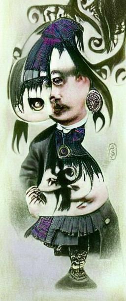 Victorian Goth Chibi in Junji Ito Style