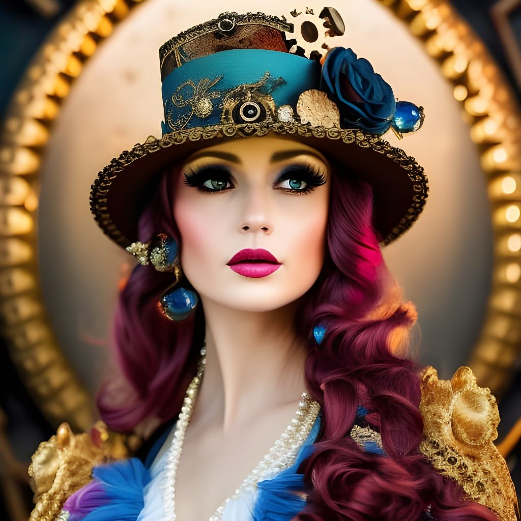 Elegant Steampunk Woman in Rococo Style