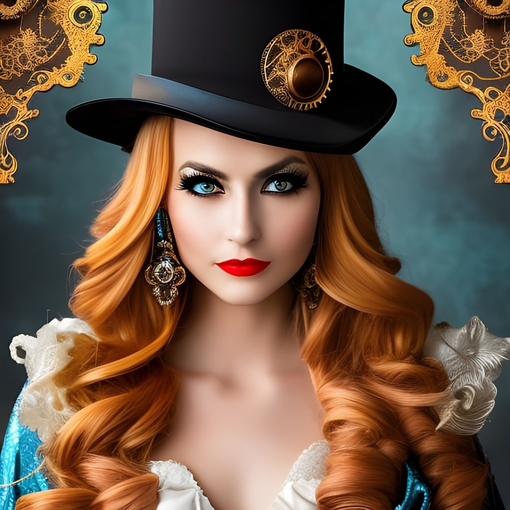 Elegant Steampunk Woman in Rococo Style