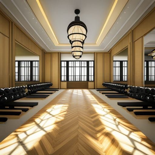 Art Deco Fitness Gym in 8K Resolution