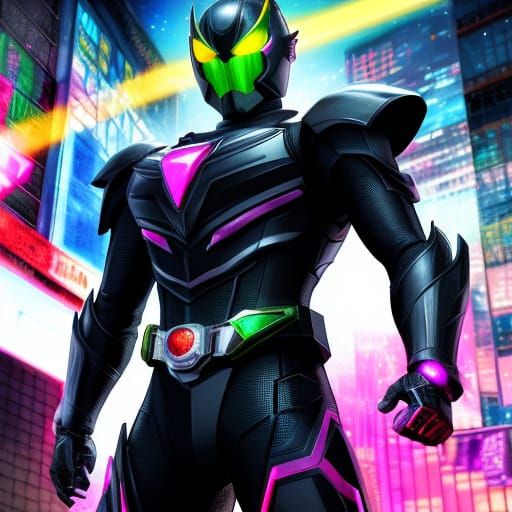 Kamen Rider in a Neon City, Anime Style
