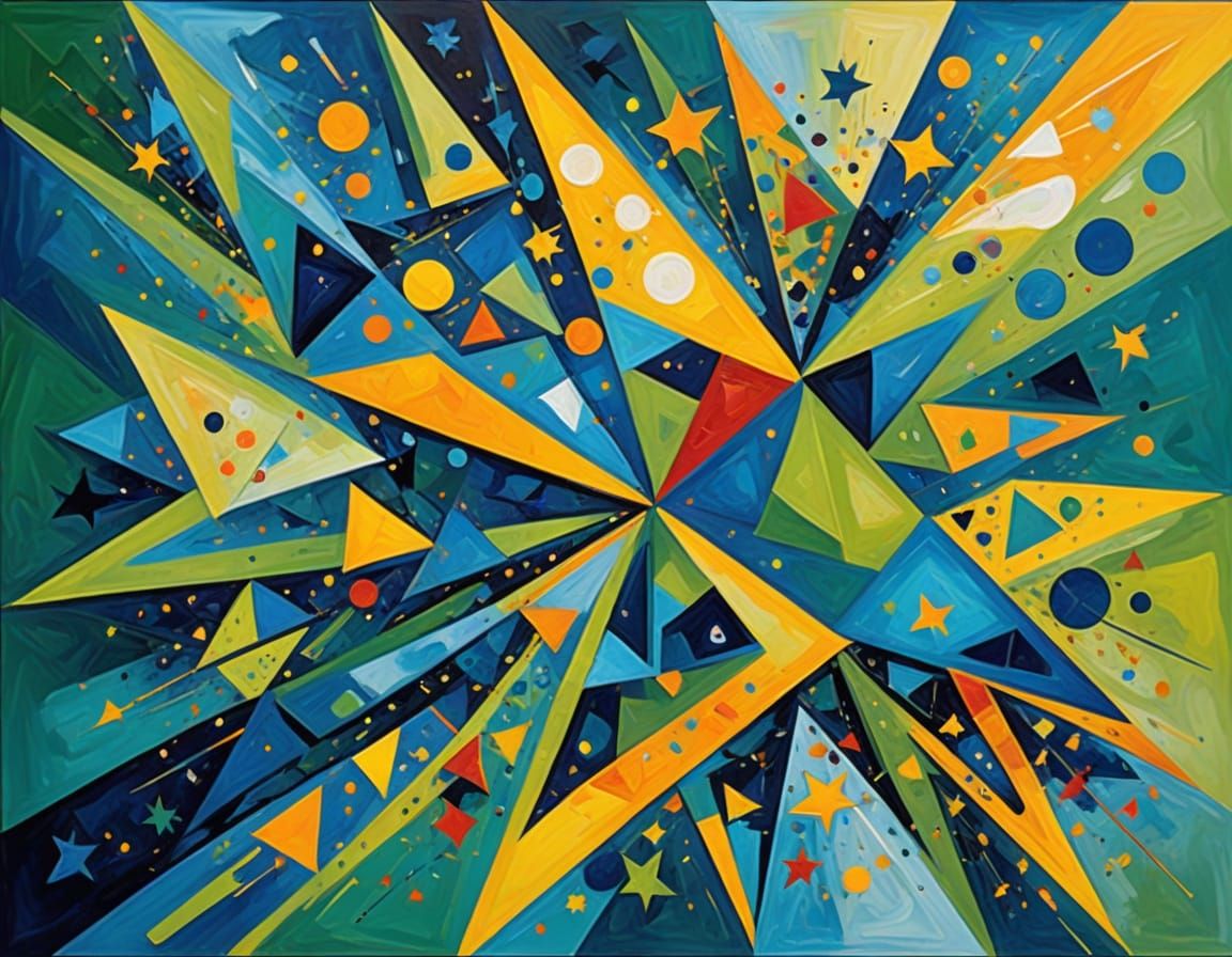 Vibrant Abstract Painting with Geometric Forms