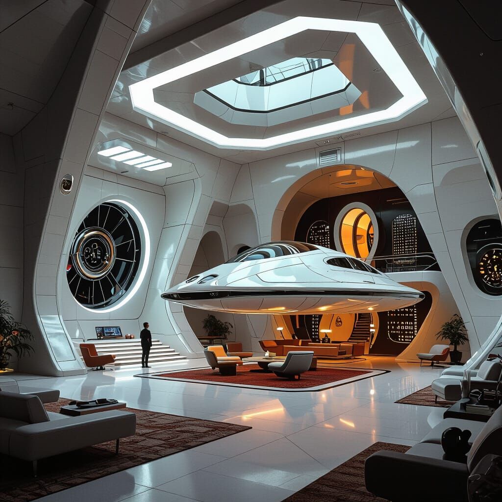 Futuristic Secret Lair Inspired by Syd Mead