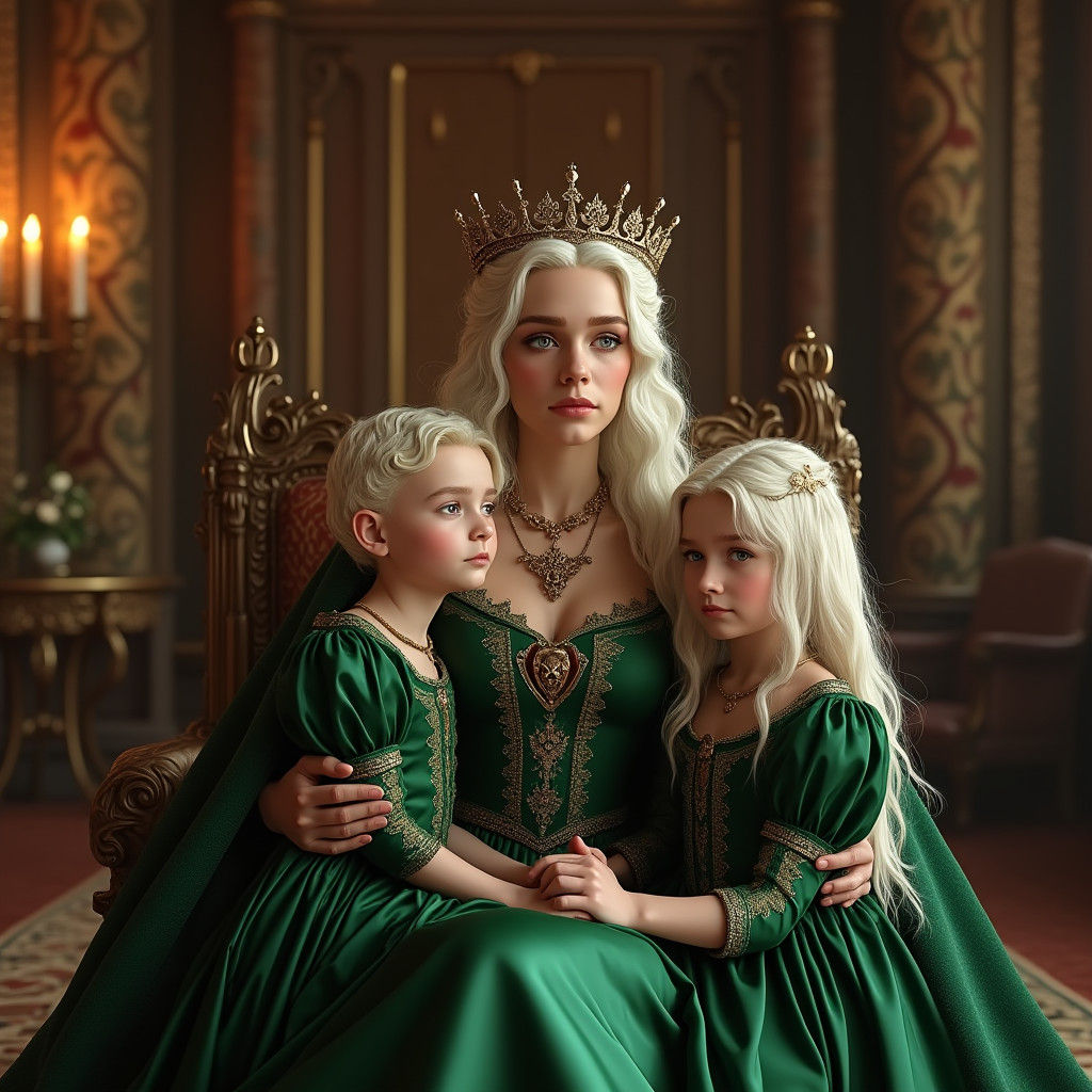 Queen Helaena in Tudor Dress with Children