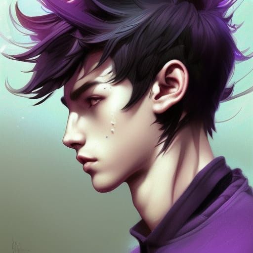 Teen with Chessboard Head: Art Nouveau Portrait