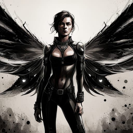 Gothic Sci-Fi Alien Supermodel with Leather Wings