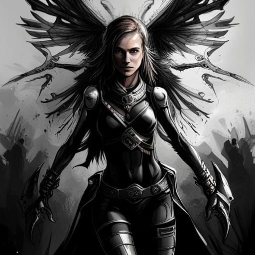 Dark Academia Alien Supermodel with Gothic Wings